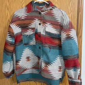 Women’s Geometric Aztec button down jacket